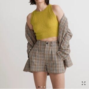 Madewell Olive Green Knit Crochet-Trim Cropped Sweater Tank Top Size Medium